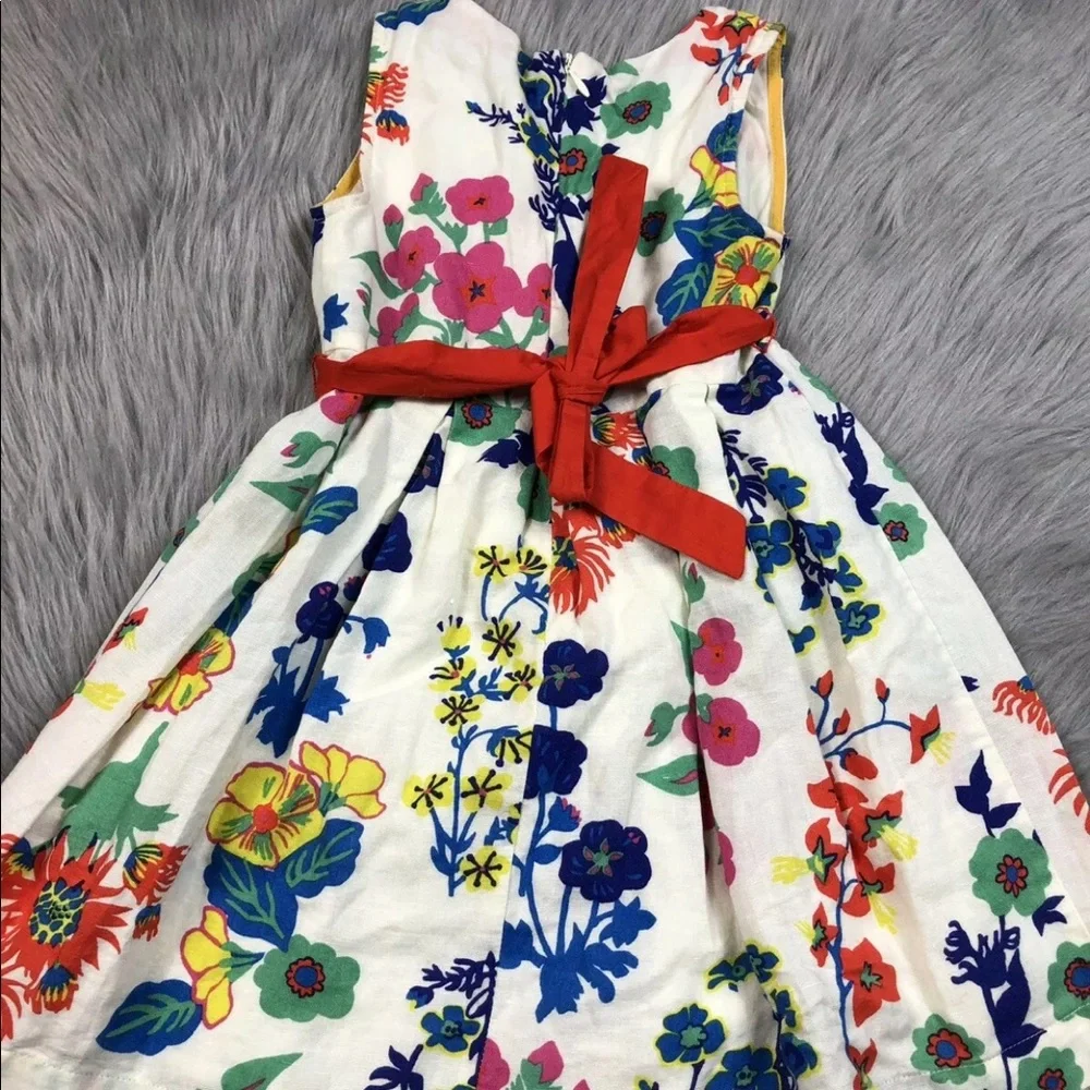 Mini Boden 3-4 Floral Sleeveless Pleated Dress